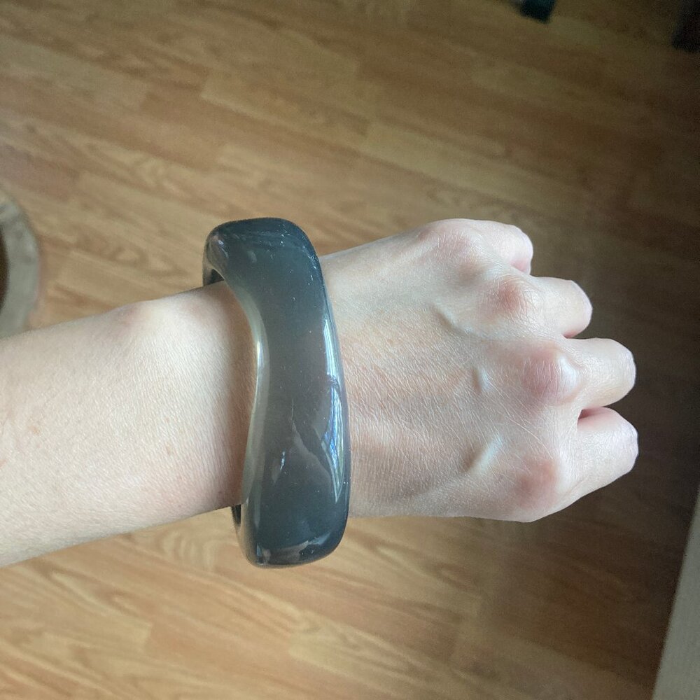 Vintage Translucent Gray Asymmetrical Lucite Bang… - image 5